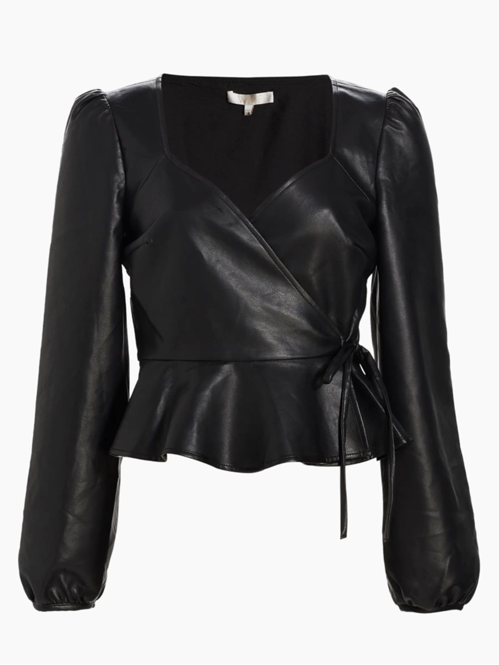 WAYF‎ Faux Leather Wrap Top, Size XSMALL